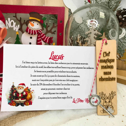Clé Magique du Père Noël - Cadeau de Noël livré à temps - Accessoire tendance Noël - Fait main en France