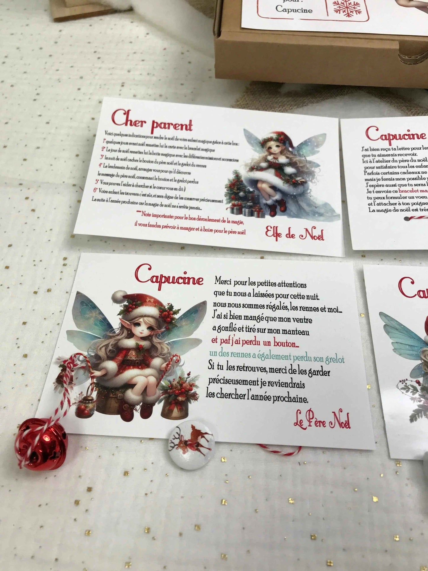 Box Magique de Noël Personnalisée - Coffret Noël Personnalisé Enfant - Lettre du Père Noël - Elfes et Fées