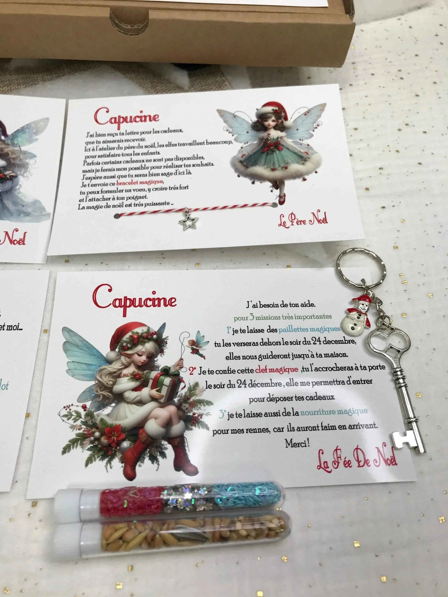 Box Magique de Noël Personnalisée - Coffret Noël Personnalisé Enfant - Lettre du Père Noël - Elfes et Fées
