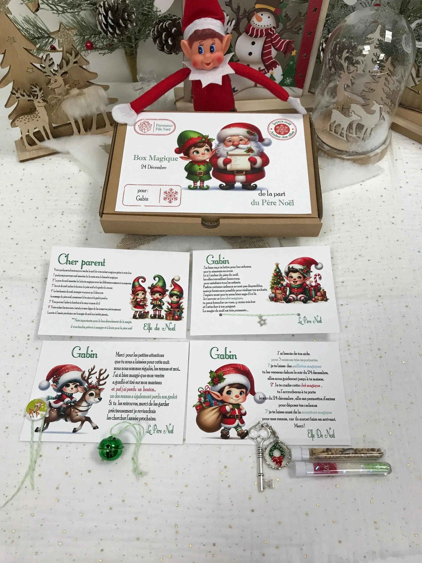 Box Magique de Noël Personnalisée - Coffret Noël Personnalisé Enfant - Lettre du Père Noël - Elfes et Fées