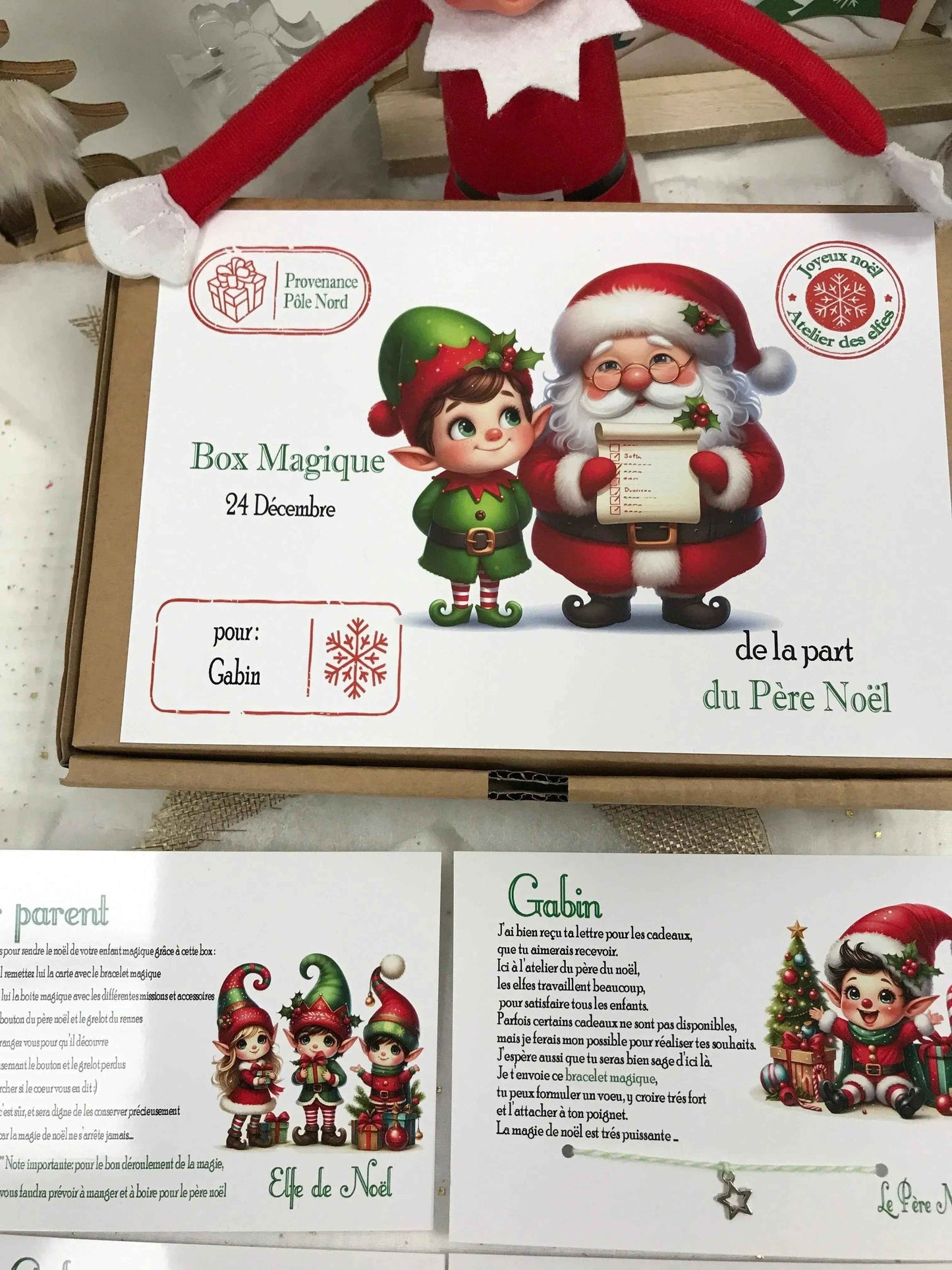 Box Magique de Noël Personnalisée - Coffret Noël Personnalisé Enfant - Lettre du Père Noël - Elfes et Fées