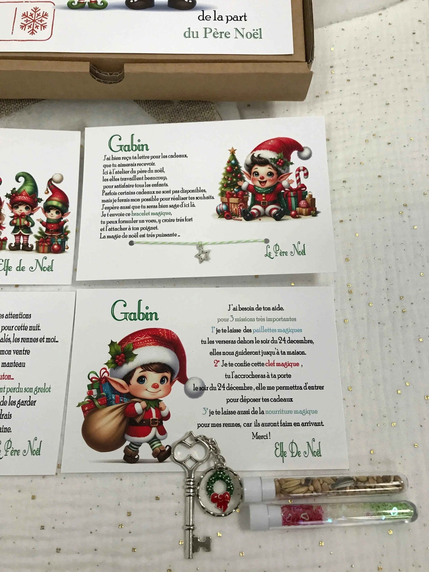 Box Magique de Noël Personnalisée - Coffret Noël Personnalisé Enfant - Lettre du Père Noël - Elfes et Fées