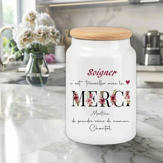 Pot à biscuit personnalisé avec texte – Conservation cookies, biscuits, goûter maison – Cadeau français