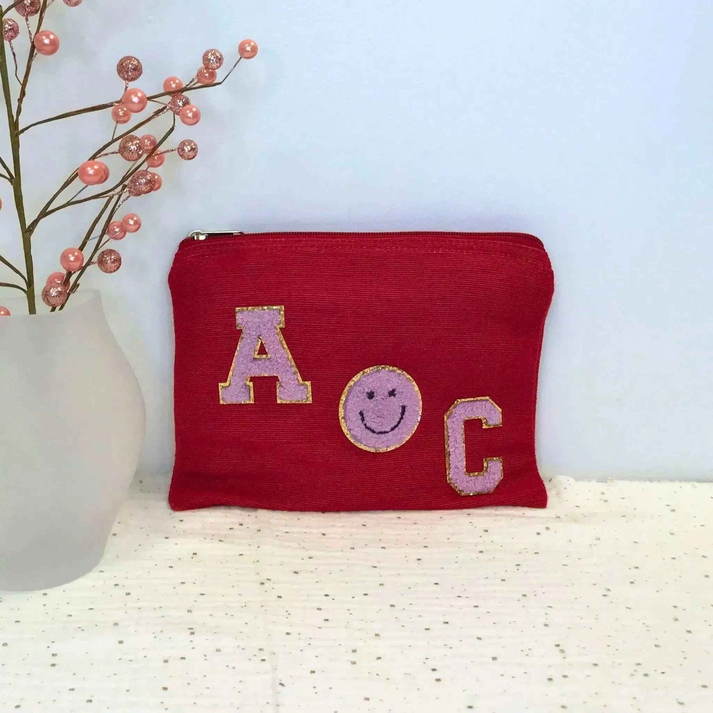 Pochette - Trousse de beauté fait main en toile de jute et coton naturel - Personnalisée en France - 22x17cm - Rangement produits de beauté