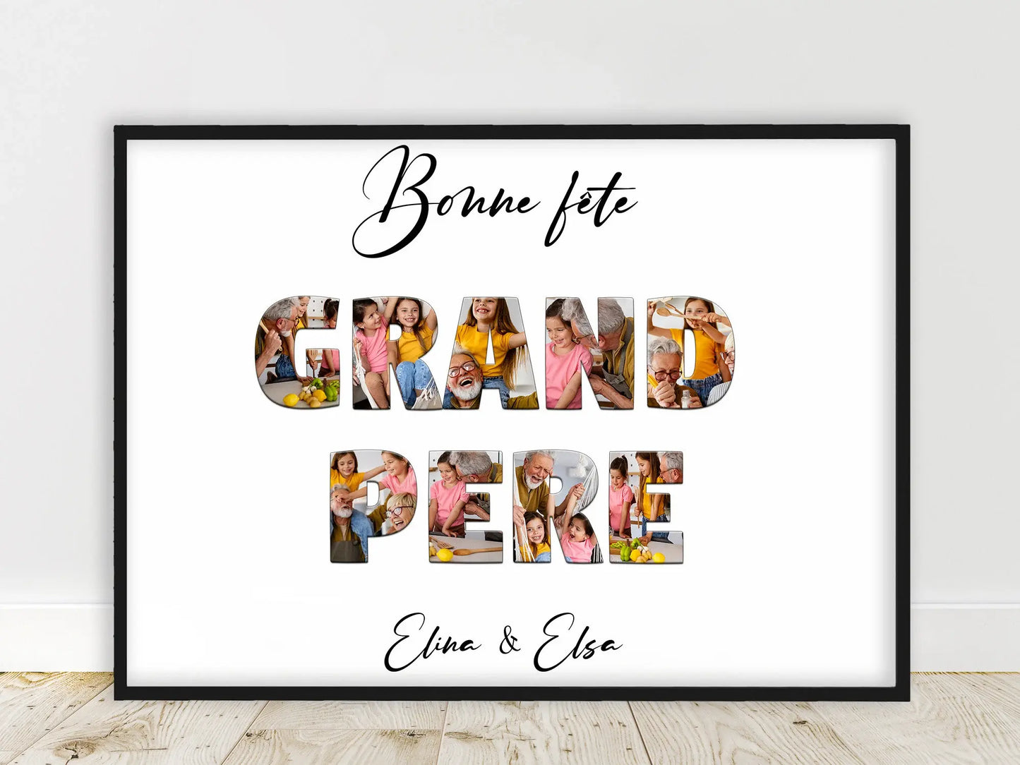 Affiche personnalisée avec vos photos qui forment un mot spécial, pour un cadeau unique en toute occasion.