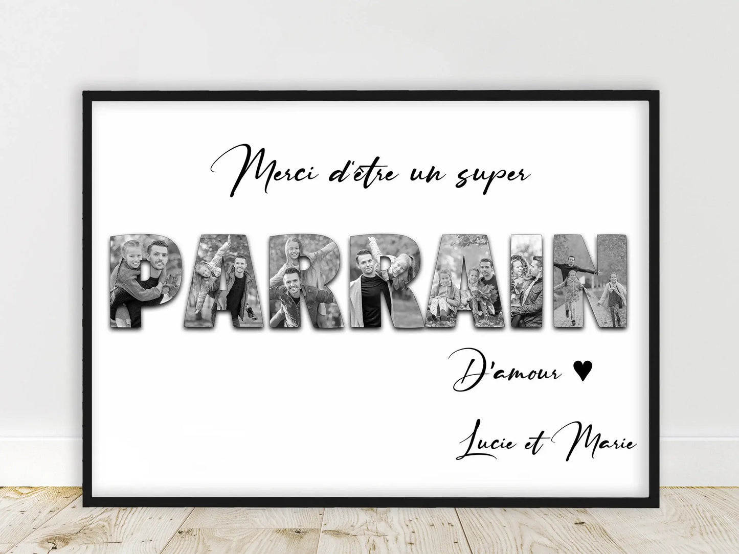 Affiche unique avec photos et texte personnalisé, cadeau parfait pour toute personne.
