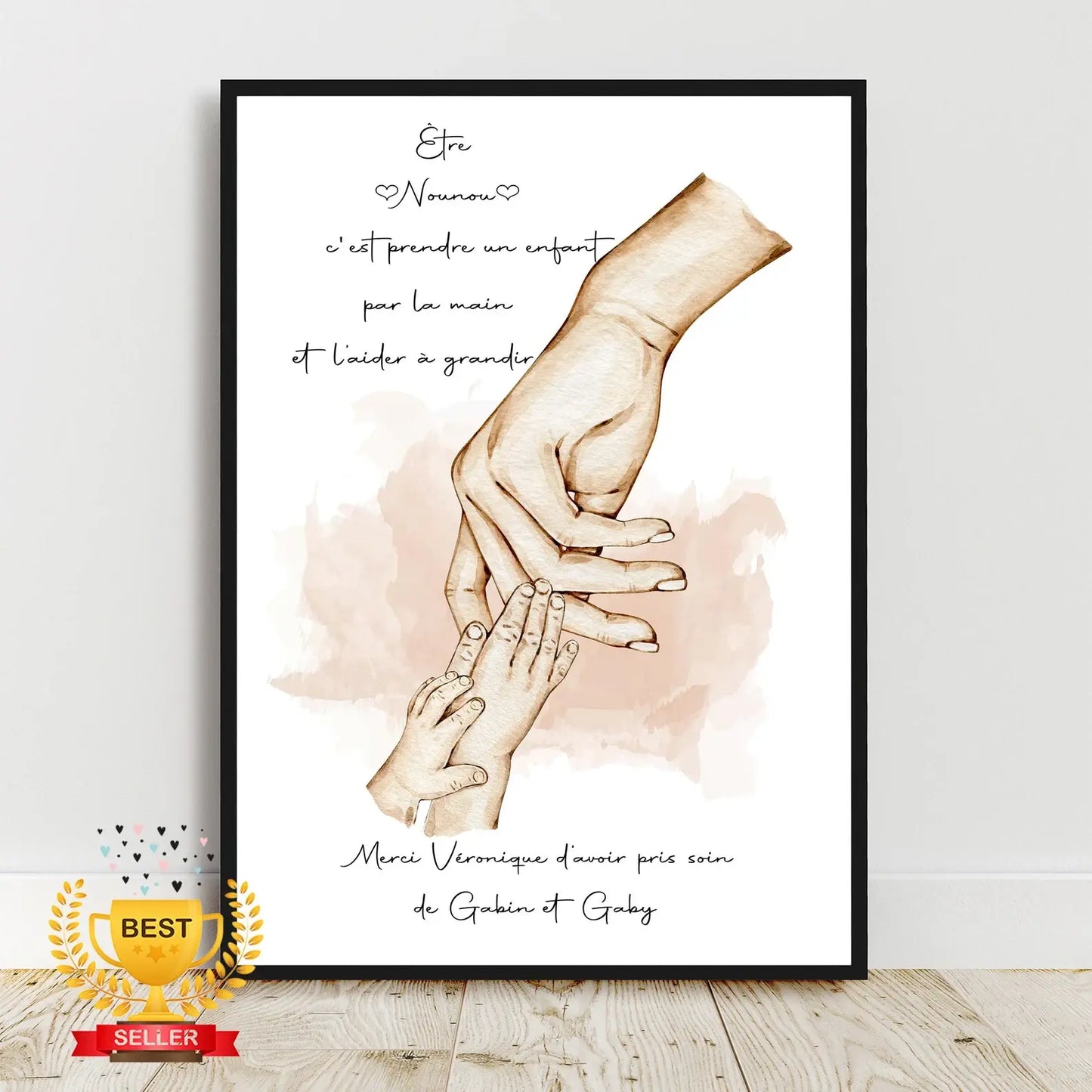 Cadeau de Noël ou de fin d’année : affiche personnalisée pour une maîtresse, une assistante maternelle ou un AESH.