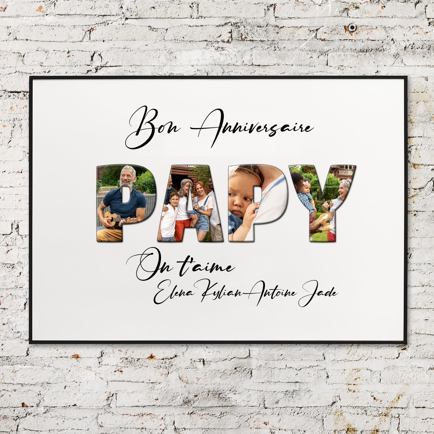 Mother's Day gifts, personalized poster with word in photo, A4 or A3 format, optional frame, personalized mom gift, happy birthday