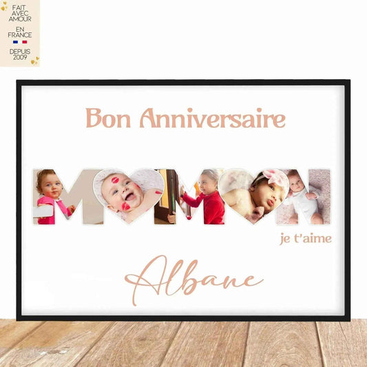Affiche personnalisée photo bébé - Idée Fête des Mères - Cadeau Fait Main en France - Format A4 ou A3