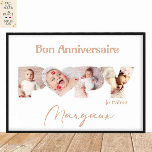 Affiche personnalisée avec photo enfant - Cadeau Fete des grands-pères - Fabrication artisanale en France