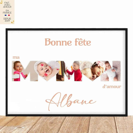 Affiche photo personnalisée bébé/enfant - Fait Main en France - Idée cadeau pour Maman - A4 ou A3