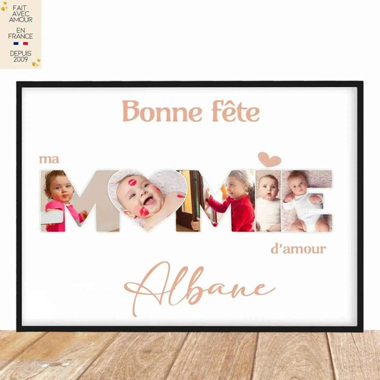 Affiche personnalisée photo Mamie - Surprise Pour Mamie - Idée Cadeau Pas Cher - Made in France