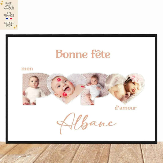 Affiche personnalisée pour Fête des Pères - Photo de famille - Made in France - Impression artisanale - Format au choix