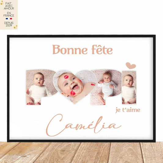 Affiche personnalisée avec photo bébé - Bonne Fête des Grands-Pères - Idée Cadeau Papi - 100% Made in France