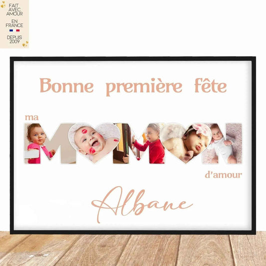 Affiche photo bébé personnalisée - Cadeau original pour Maman - Fait Main France - A4 ou A3