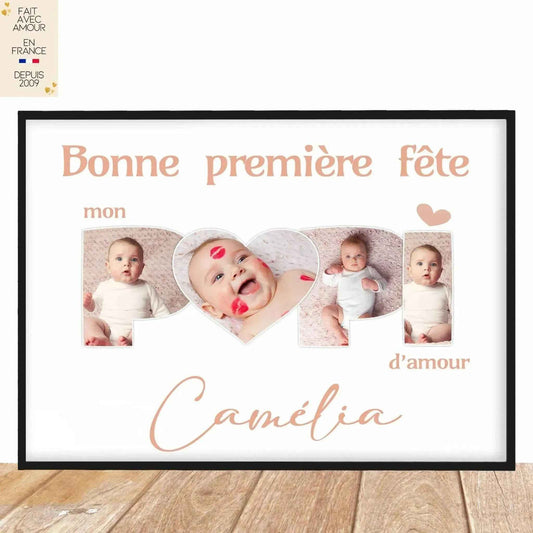 Affiche personnalisée avec photo bébé - Bonne Fête des Grands-Pères - Idée Cadeau Papi - 100% Made in France
