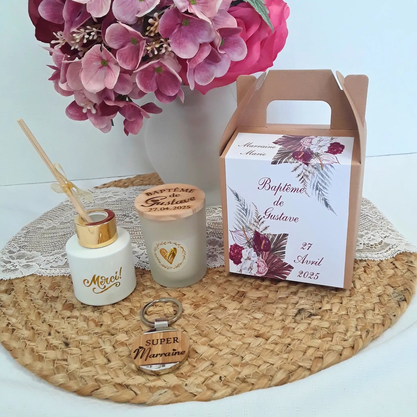 Écrin parfumé : diffuseur et bougie personnalisée made in France.