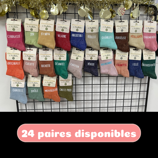 Box Cadeau Chaussette à Paillettes – Personnalité & Caractère – Coffret Personnalisé Femme