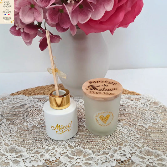 Coffret bougie parfumée et diffuseur.