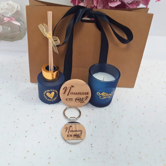 Cadeau éducatrice personnalisé avec bougie.