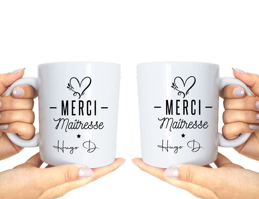 Mug personnalisé - Cadeau pour ATSEM, Maîtresse, AESH, Nounou - Tasse céramique made in France
