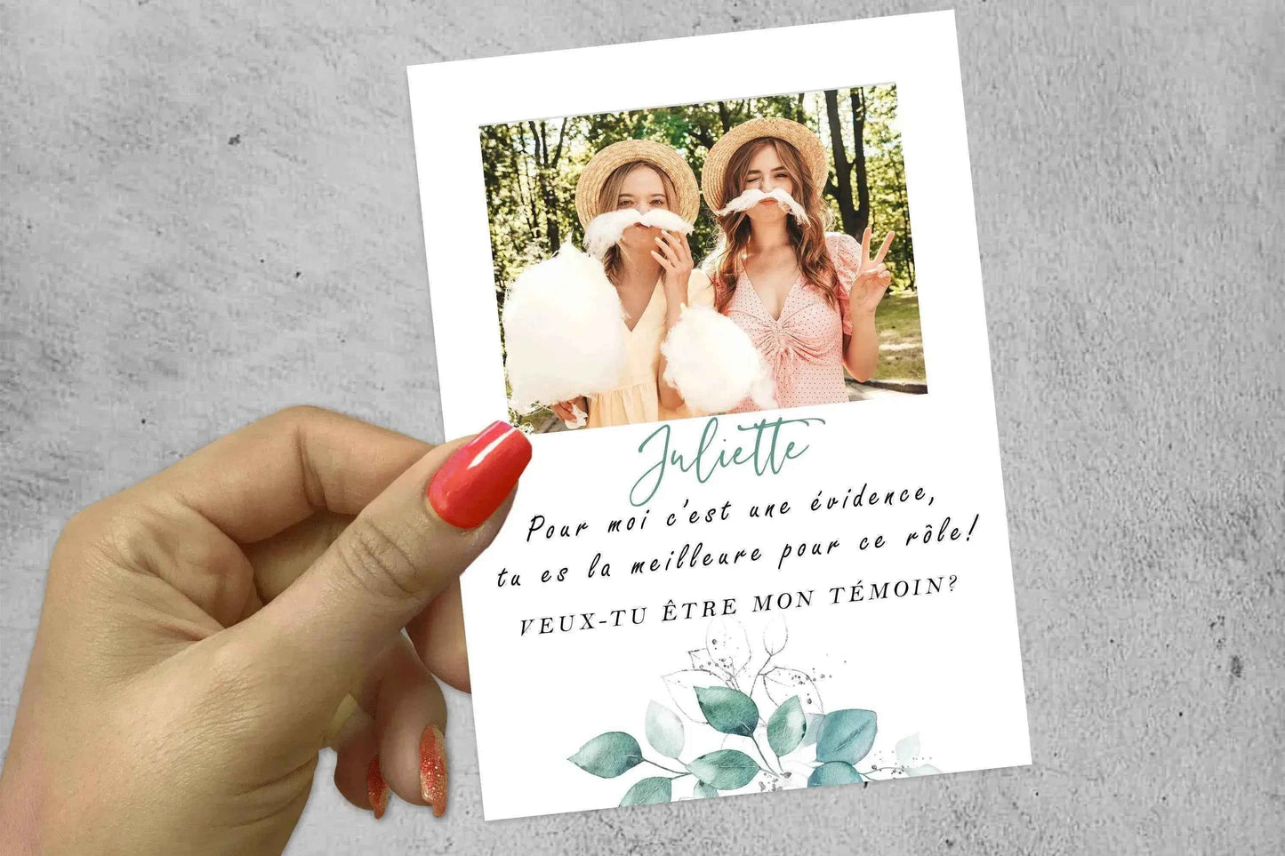 Carte personnalisée mariage – Demande témoin avec photo et texte – Cadeau original