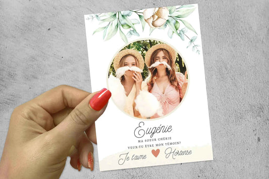 Demande témoin mariage – Carte avec photo et texte – Personnalisée à votre image