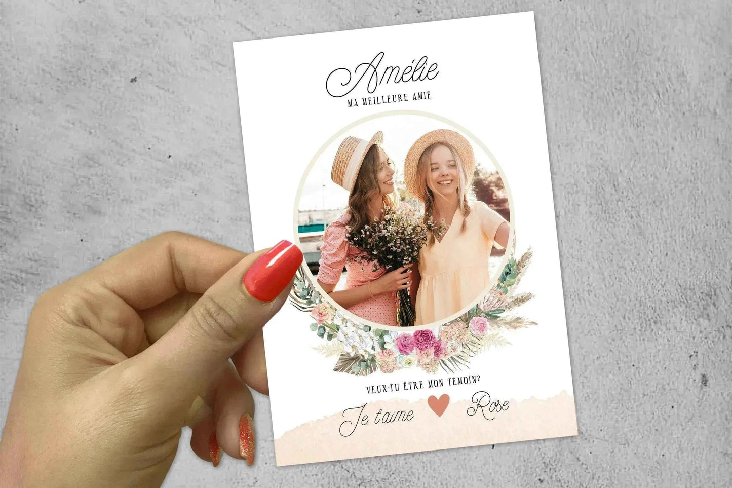 Carte de demande témoin mariage – Personnalisée avec photo et texte - Annonce surprise