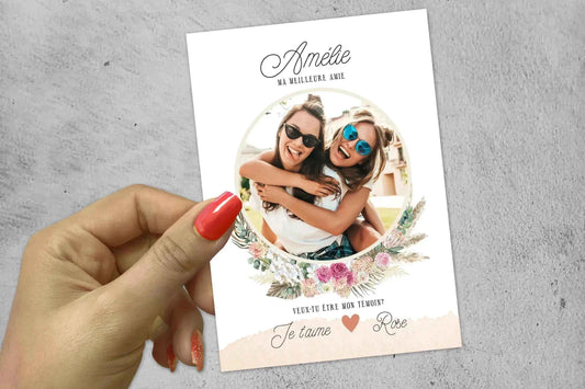 Demande témoin mariage personnalisée – Carte avec photo et prénoms – Cadeau unique