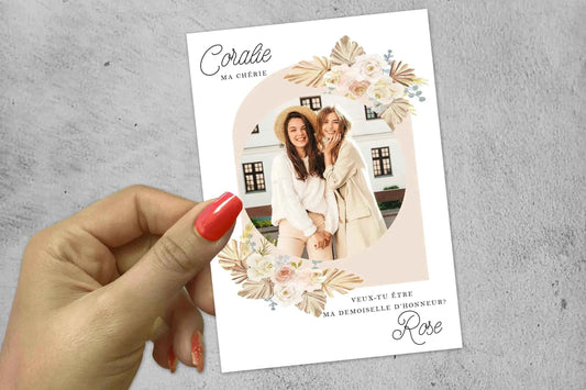 Demande témoin mariage personnalisée – Carte avec photo et message unique - Fait main