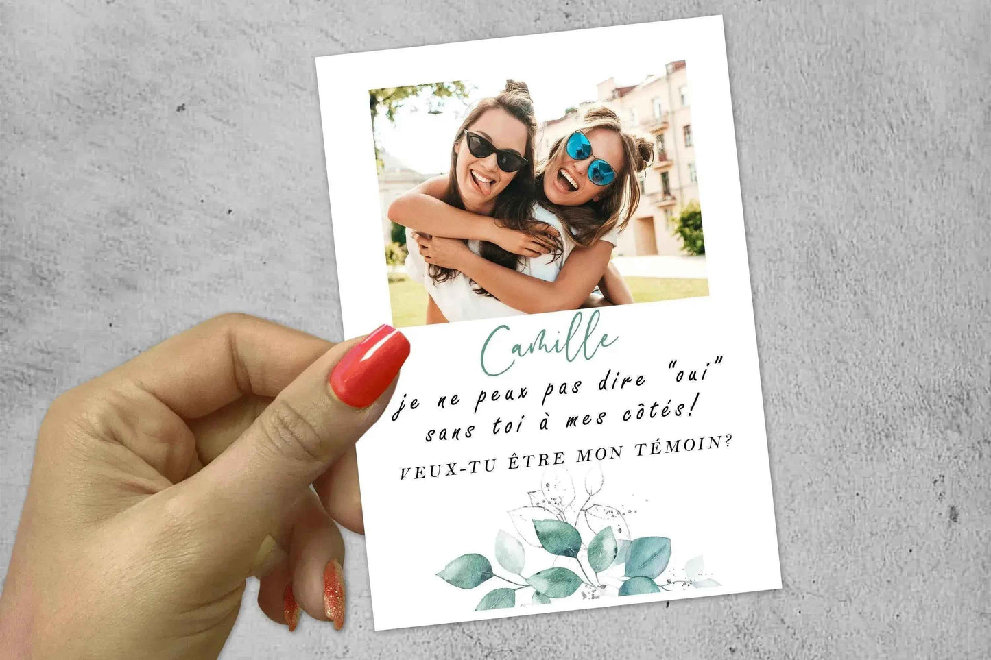 Carte personnalisée mariage – Demande témoin avec photo et texte – Cadeau original