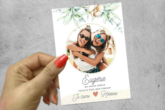 Carte personnalisée pour témoin mariage – Photo et texte – Cadeau unique fait main