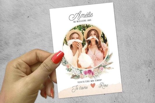 Carte de demande témoin mariage – Personnalisée avec photo et texte - Annonce surprise