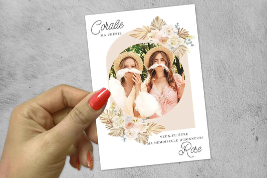 Carte demande témoin mariage – Personnalisée avec photo et prénoms – Cadeau original