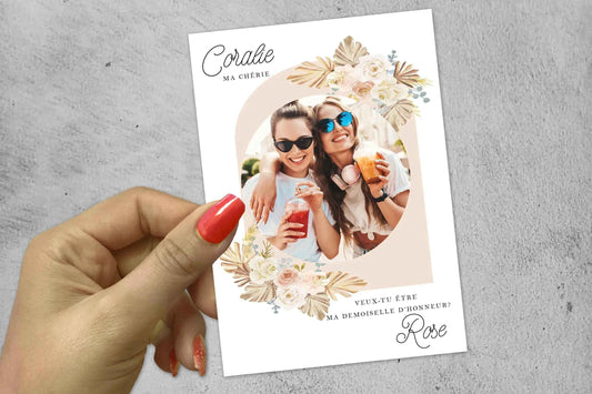 Carte demande témoin mariage – Personnalisée avec photo et prénoms – Cadeau original