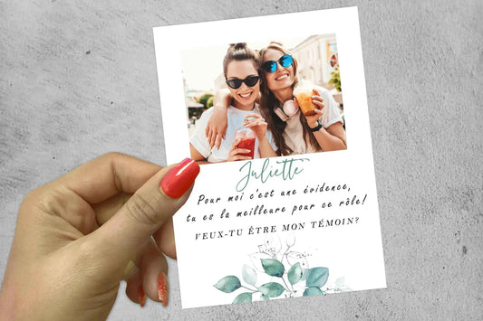 Carte personnalisée mariage – Demande témoin avec photo et texte – Cadeau original