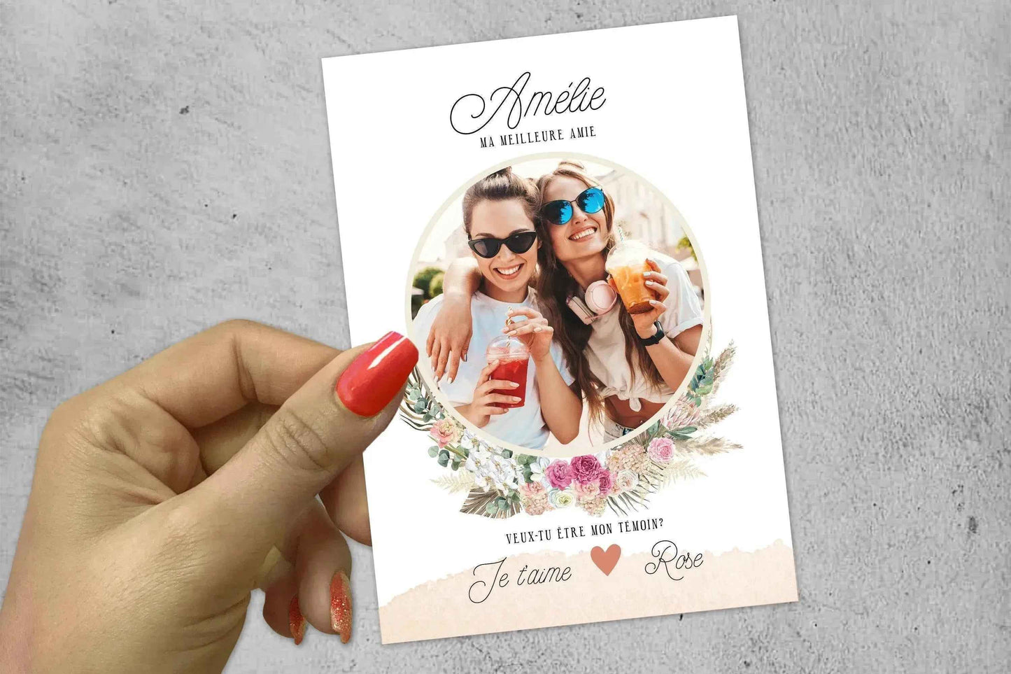 Carte personnalisée mariage – Demande témoin avec photo et texte – Cadeau élégant - Un Cadeau Une Histoire