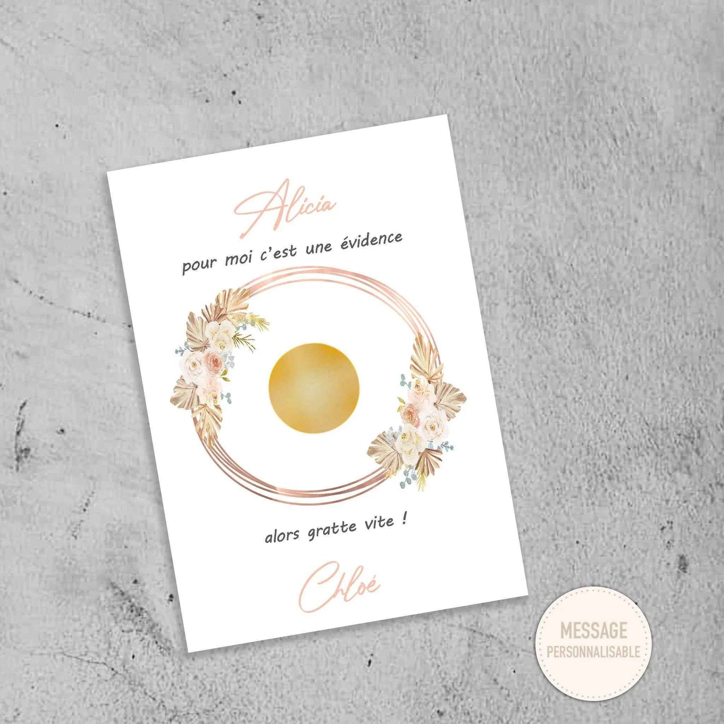 Carte à gratter personnalisée - Demande témoin mariage - Invitation demoiselle d'honneur - Fait main en France