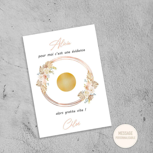 Carte à gratter personnalisée - Demande témoin mariage -  Invitation demoiselle d'honneur - Fait main en France