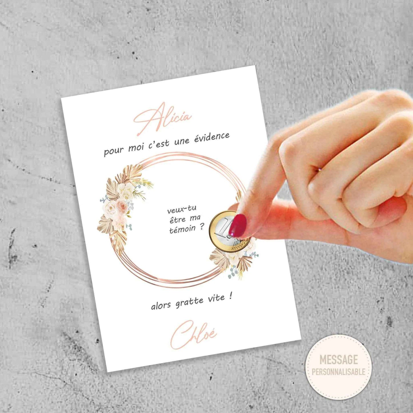 Carte à gratter personnalisée - Demande témoin mariage - Invitation demoiselle d'honneur - Fait main en France