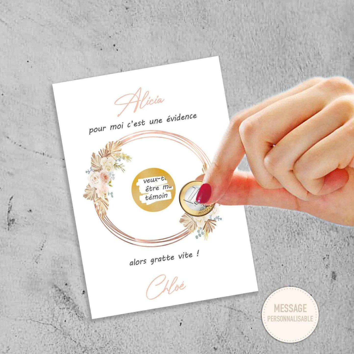 Carte à gratter personnalisée - Demande témoin mariage - Invitation demoiselle d'honneur - Fait main en France