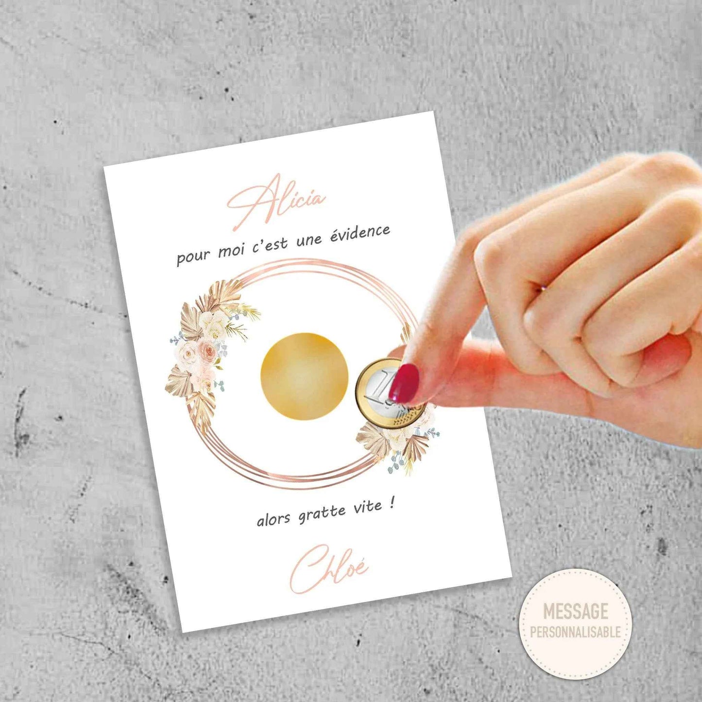 Carte à gratter personnalisée - Demande témoin mariage - Invitation demoiselle d'honneur - Fait main en France