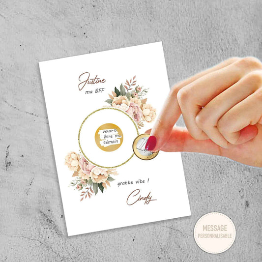 Carte à gratter personnalisée - Demande témoin de mariage, demoiselle d'honneur - Invitation