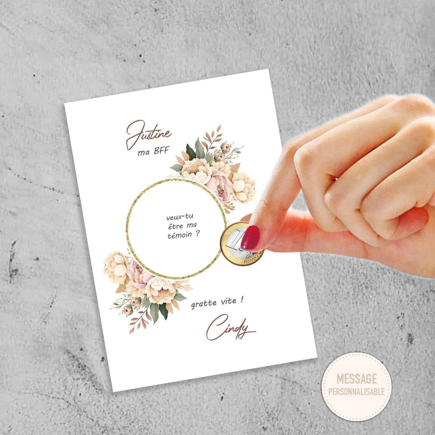 Carte à gratter personnalisée - Demande témoin de mariage, demoiselle d'honneur - Invitation