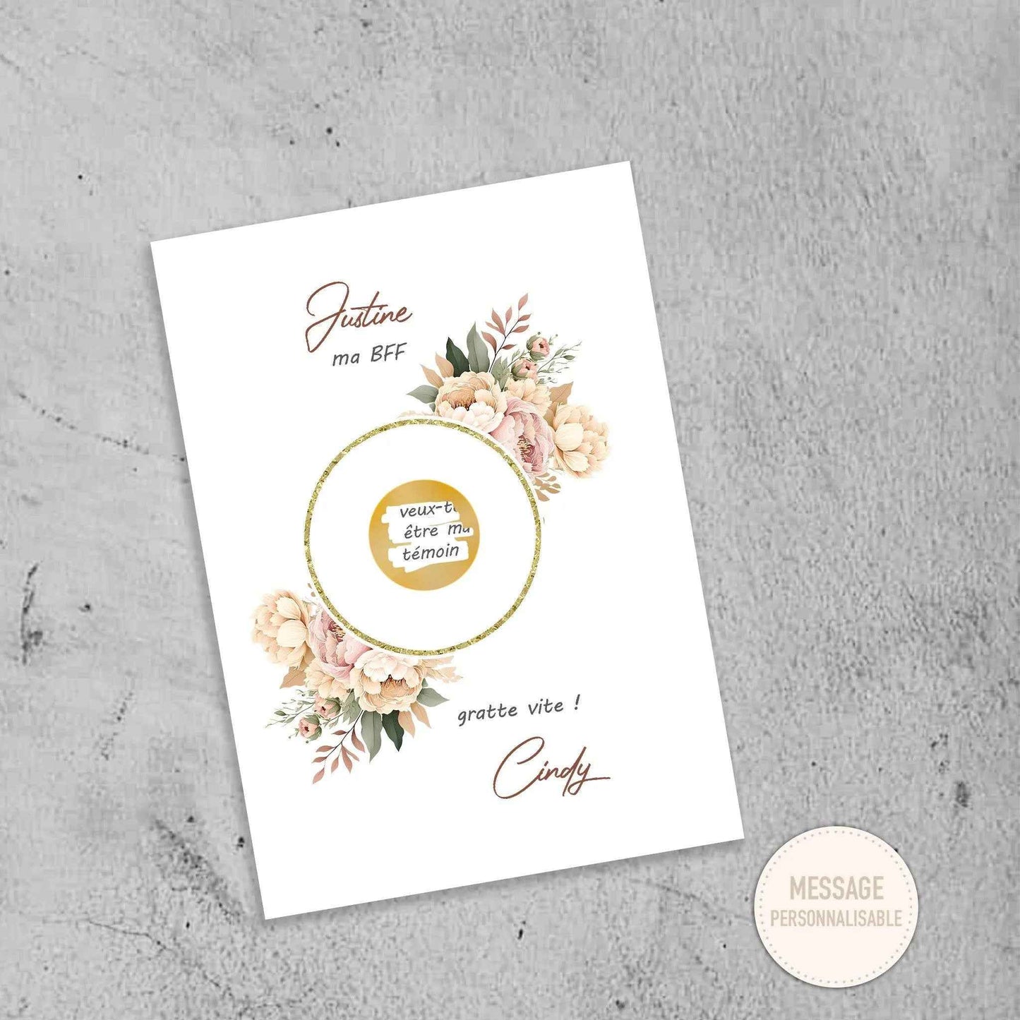 Carte à gratter personnalisée - Demande témoin de mariage, demoiselle d'honneur - Invitation