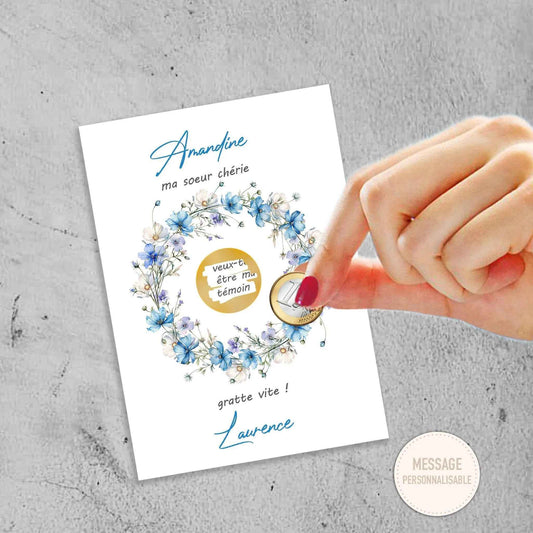 Carte à gratter personnalisée - Cadeau témoin, demoiselle d'honneur - Invitation Mariage - Made in France