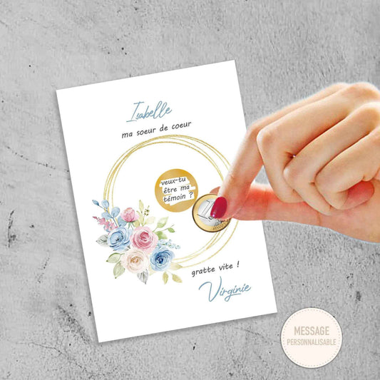 Carte à gratter personnalisée - Demande témoin mariage - Fait main dans notre atelier français