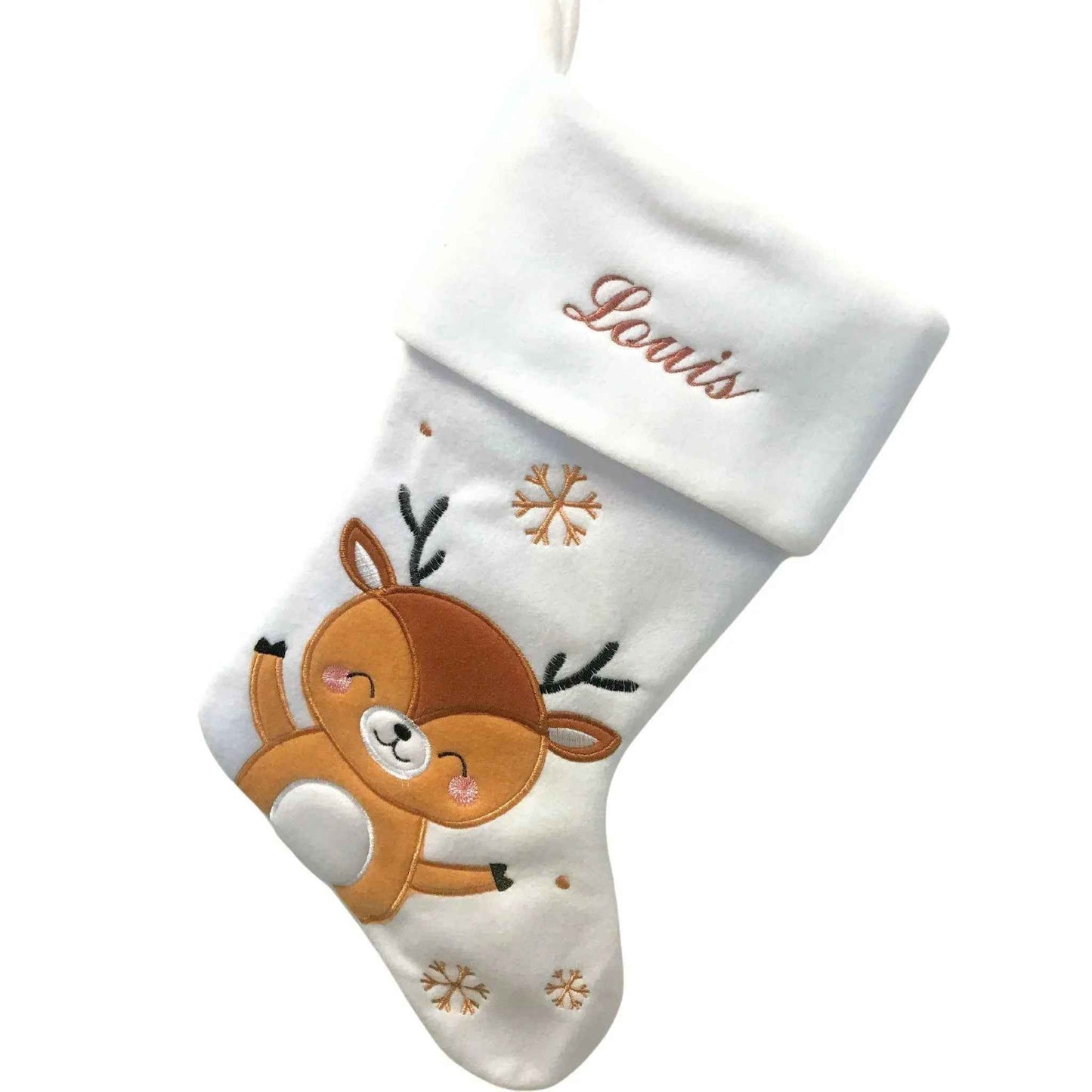 Chaussette de Noël Personnalisée - Prénom Brodé - Fait Main en France - Envoi rapide - Texte et Motif au choix