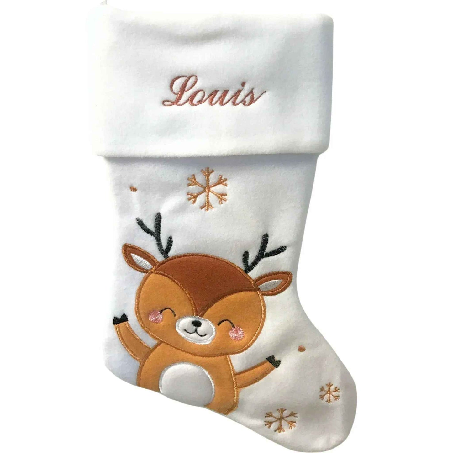 Chaussette de Noël Personnalisée - Prénom Brodé - Fait Main en France - Envoi rapide - Texte et Motif au choix