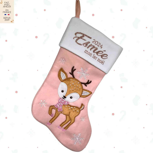 Chaussette de Noël Brodée - Personnalisée en France - Mon premier Noël - Motif au choix - Idée Décoration Cheminée, Sapin de Noël